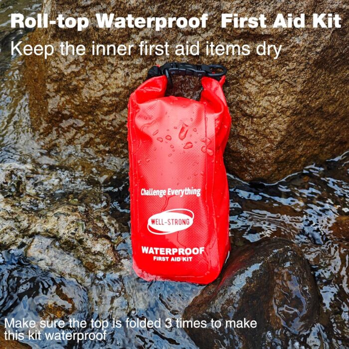 Waterproof First Aid Kit Roll Top Boat Emergency Kit with Waterproof Contents for Fishing Kayaking Boating Swimming Camping Rafting Beach Red - Image 6