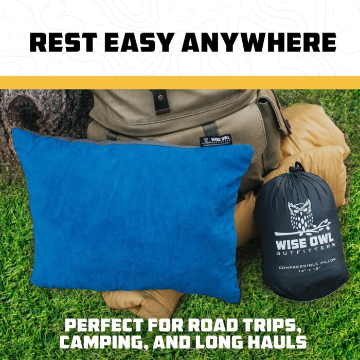 Wise Owl Outfitters Camping Pillow – Memory Foam Travel Pillow for Airplane Sleeping, Hiking, Backpacking & Outdoor Use - Small & Portable for Adults, Car, Camp & Tent - Image 8