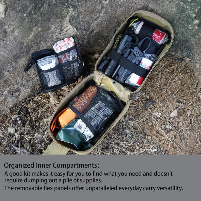 [Upgrade] Survival First Aid Kit Outdoor Molle System with Tactical Gear Set Trauma Kit for Camper Travel Hunting Hiking and Adventures - Image 3