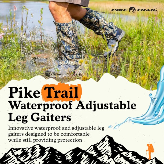 Pike Trail Adjustable Leg Gaiters - Lightweight, Waterproof - Leg Guards for Men & Women - Hiking Essentials Ideal for Hunting, Trekking & Fishing - 1 Pair - Image 2