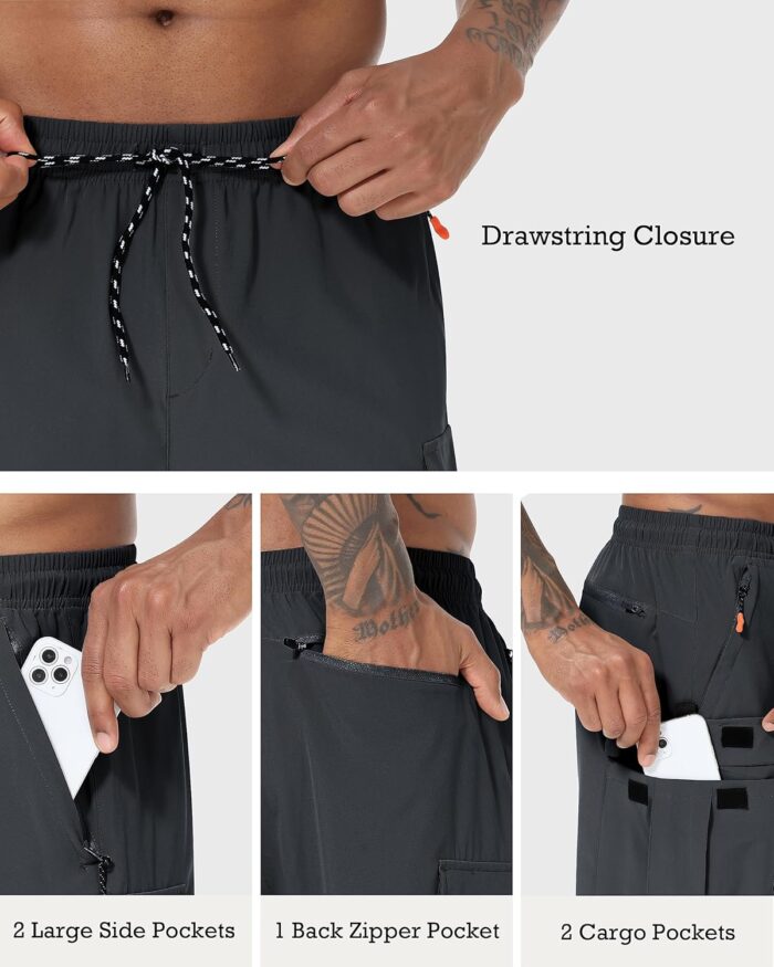 Men's Cargo Shorts Quick Dry Lightweight Stretch Hiking Shorts for Men with 5 Pockets No Lining - Image 5