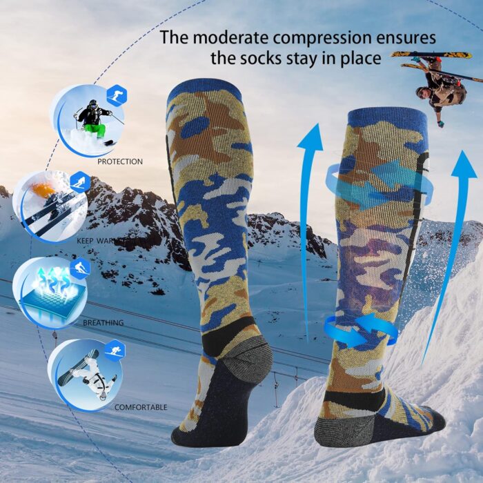 Hylaea Merino Wool Ski Socks, Cold Weather Socks for Snowboarding, Snow, Winter, Thermal Knee-high Warm Socks, Hunting - Image 4