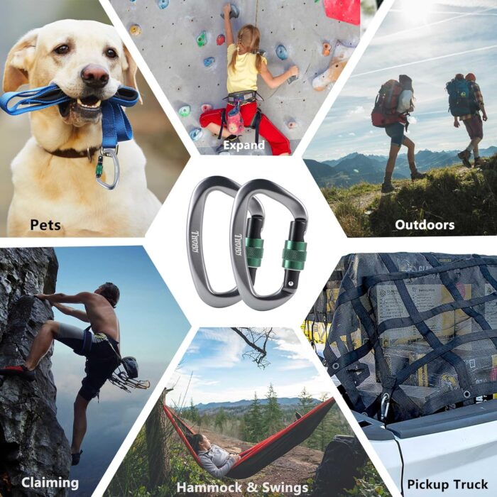 Climbing Locking Carabiner Clip Rappelling - Thorn 25KN Heavy Duty Large Screwgate Carabiners Clips for Rock Climbing,Mountaineer,Hammock,Camping,Gym - Image 4
