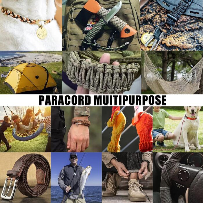 1000Ib Paracord Rope - 100ft / 200ft / 500ft / 1000ft 4mm,12 Strand Parachute Spool Cord,para Cord Lanyard for Camping,Hammock,Clothsline,Hiking,Fishing,Survival braceletand Survival - ArmyGreen 100FT - Image 6