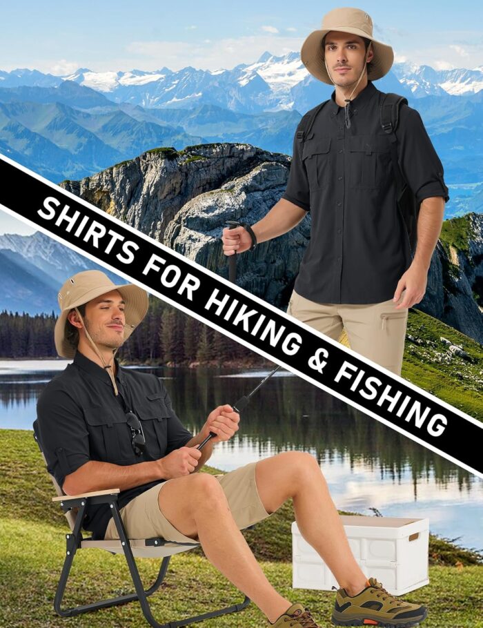 MAGCOMSEN Men's Sun Protection Fishing Shirts UPF 50+ UV Quick Dry Long Sleeve Button Down Shirts Safari Hiking Travel - Image 7