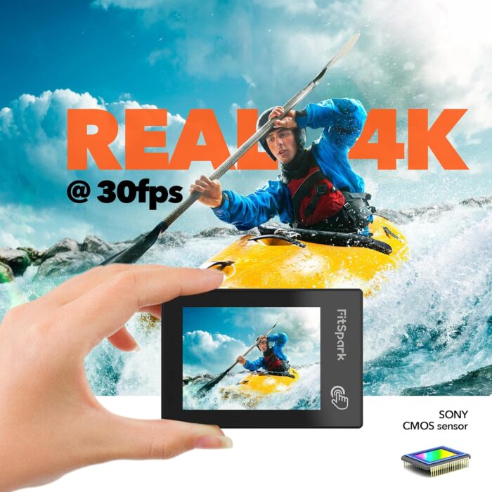 Eagle i15 ProMax Real 4k30FPS 20MP WiFi Action Camera Touch Screen EIS Stabilization Dual Screens Underwater Waterproof Sports Camera, 2 Batteries, Dock, External Microphone, Accessories Kit - Image 9