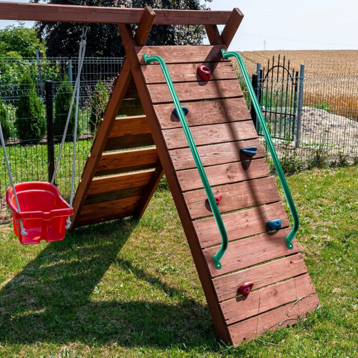 Lounsweer 2 Pieces Playground Accessories Metal Green Safety Handles Playhouse Ladder Handle Long Green Grab Handle Bars for Treehouse, Jungle Gym, Rock Climbing Wall, Playground (37 Inch) - Image 5