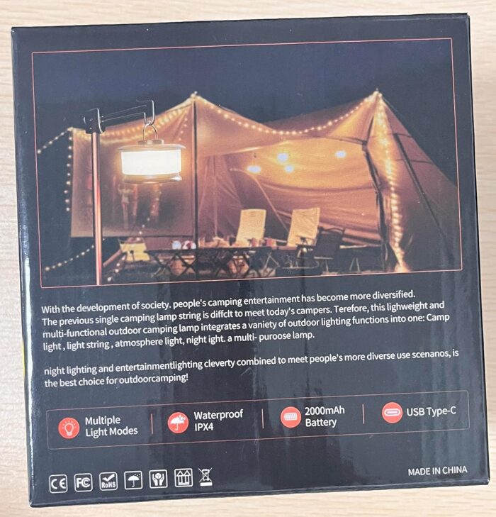 Hokone Camping String Lights, 32.8FT 22 Lighting Modes, Waterproof, Rechargeable, Quick Storage Portable Tent Lights Perfect for Outdoor, Indoor, Party, Patio, Garden, Camping, Holiday Decor - Image 10