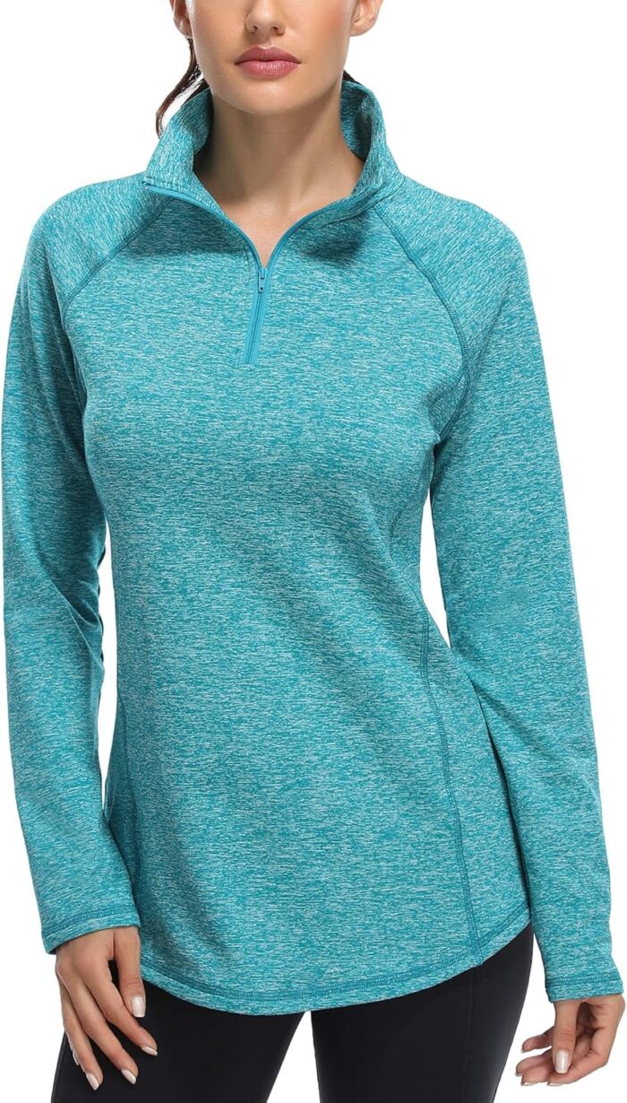 Miusey Womens Quarter Zip Running Pullover Jackets Long Sleeve Workout Tops (PRIME) - Image 5