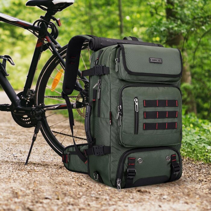 WITZMAN Carry on Travel Backpack for Men Airline Approved Convertible Nylon Duffle Backpack Luggage Bag (B682 Army Green) - Image 9