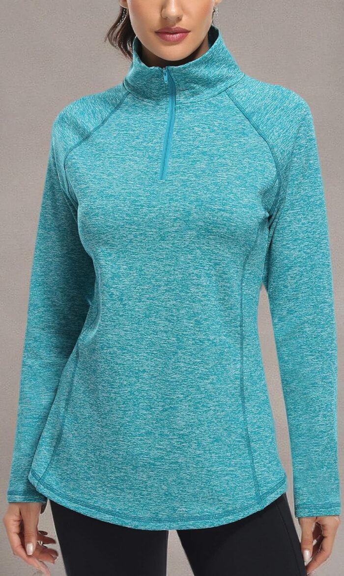 Miusey Womens Quarter Zip Running Pullover Jackets Long Sleeve Workout Tops (PRIME) - Image 7
