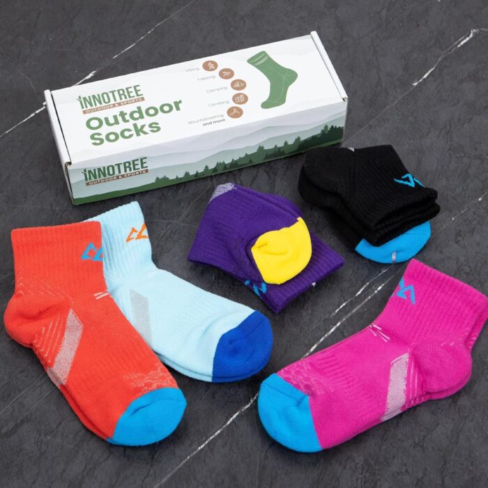 innotree Merino Wool Hiking Socks for Women Quarter Ankle Crew Thermal Cushion Moisture Wicking Socks,5 Pairs - Image 6