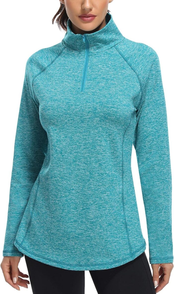 Miusey Womens Quarter Zip Running Pullover Jackets Long Sleeve Workout Tops (PRIME) - Image 4