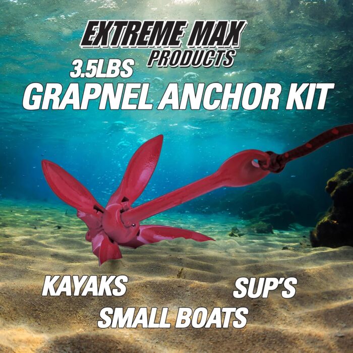 Extreme Max 3006.6548 BoatTector Complete Grapnel Anchor Kit for Small Boats, Kayaks, PWC, Jet Ski, Paddle Boards, etc. - 3.5 lbs. - Image 8