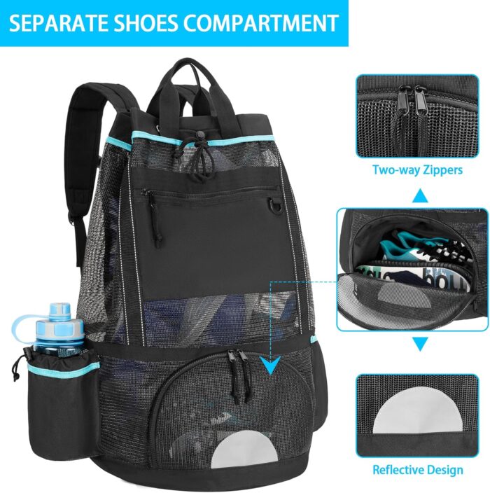 Fasrom Scuba Diving Bag, XL Mesh Dive Bag Backpack for Snorkeling Gear, Mask, Fins, Snorkel, with Shoe Compartment and Wet & Dry Separation, Black(Patent Design, Empty Bag Only) - Image 3