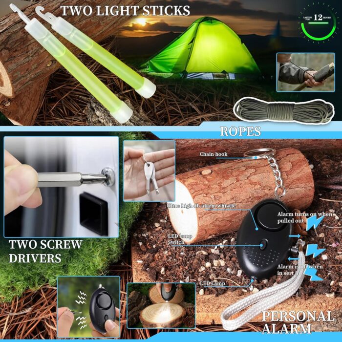 Survival Kits 37 in 1, Gifts for Men Dad Husband Valentine's Day, Emergency Survival Gear and Equipment, Camping Hiking Outdoor Adventure Cool Gadgets, Stocking Stuffers - Image 2