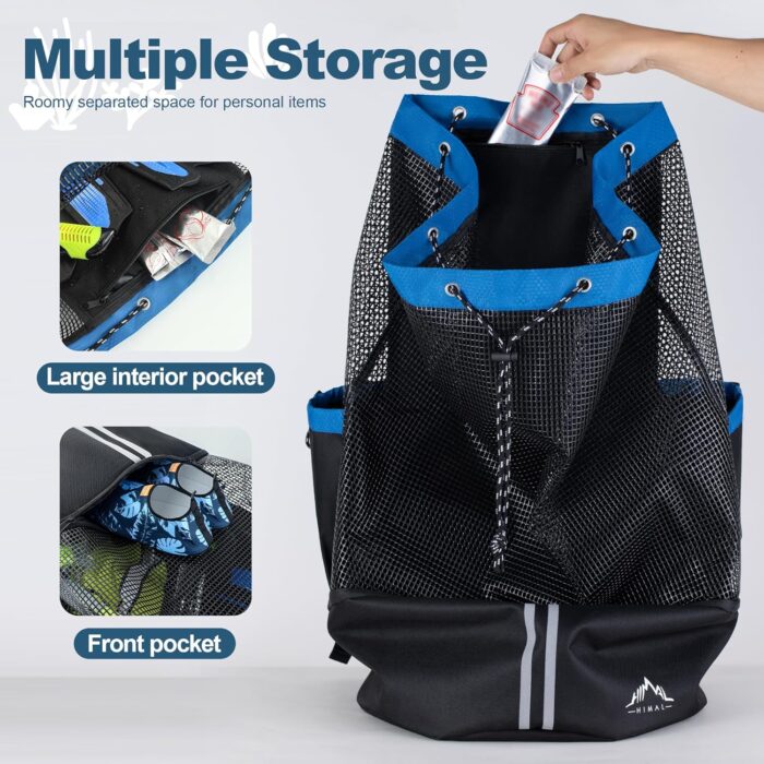 Scuba Diving Bag, XL Mesh Backpack for Scuba Diving and Snorkeling Gear & Equipment, Holds Mask, Fins, Snorkel - Image 4