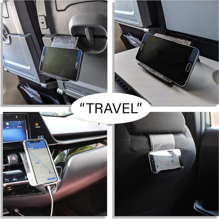 Airplane Travel Essentials for Flying Flex Flap Cell Phone Holder & Flexible Tablet Stand for Desk, Bed, Treadmill, Home & in-Flight Airplane Travel Accessories - Travel Must Haves Cool Gadgets - Image 3
