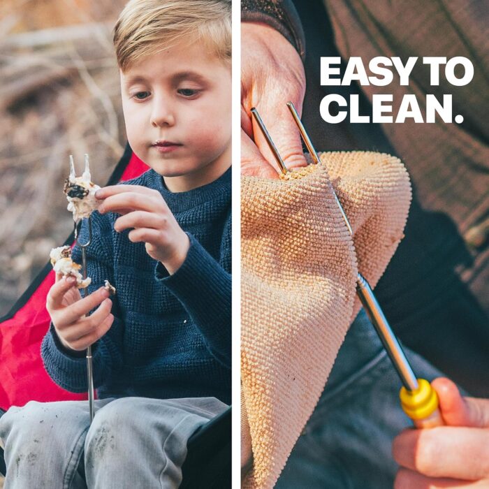 MalloMe Smores Sticks for Fire Pit Long - Marshmallow Roasting Sticks Smores Kit - Smore Skewers Hot Dog Fork Campfire Cooking Equipment, Camping Essentials S'mores Gear Outdoor Accessories 32" 5 Pack - Image 5