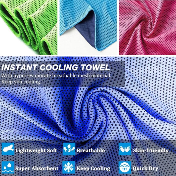 YQXCC 2 Pack Cooling Towel (47"x12") Ice Towel for Neck, Soft Breathable Chilly Towel, Microfiber Cool Towel for Yoga, Golf, Gym, Camping, Running, Workout & More Activities - Image 3