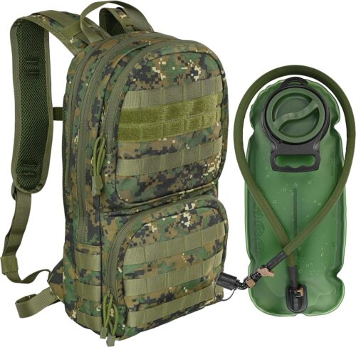 MARCHWAY Tactical Molle Hydration Pack with 3L TPU Water Bladder, Military Backpack for Backpacking, Hiking, Running, Cycling