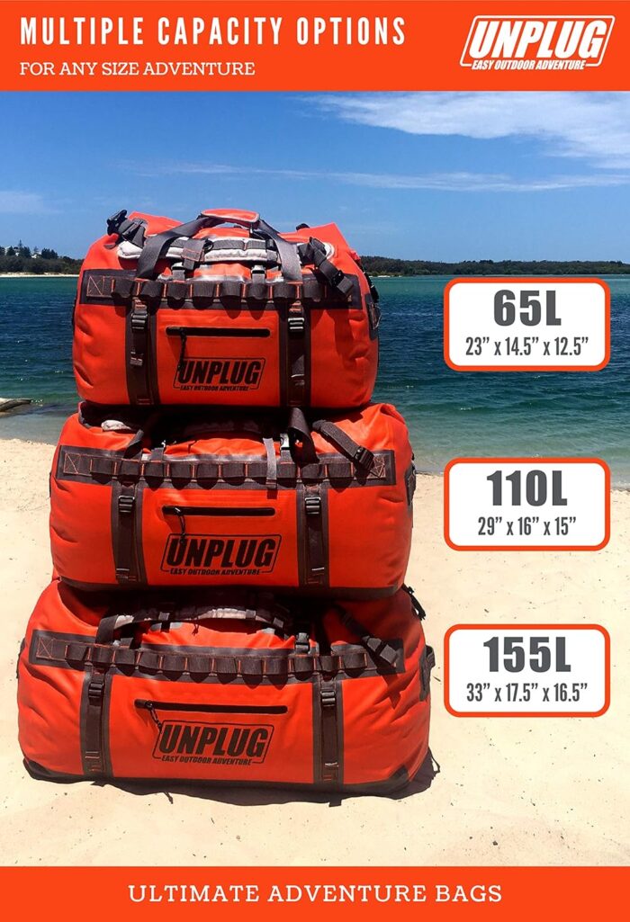 UNPLUG Ultimate Adventure Bag | 1680D Heavy Duty Waterproof Bag | Large Travel Duffle Bag which can be Used for Camping, Motorcycling, Boating, or Hunting - Image 5