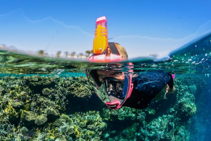 OCEAN REEF - Aria QR + Quick Release Snorkeling Mask - Full Face Snorkeling Mask - 180 Degree Underwater Vision - 8 Colours and 4 Sizes - Image 3
