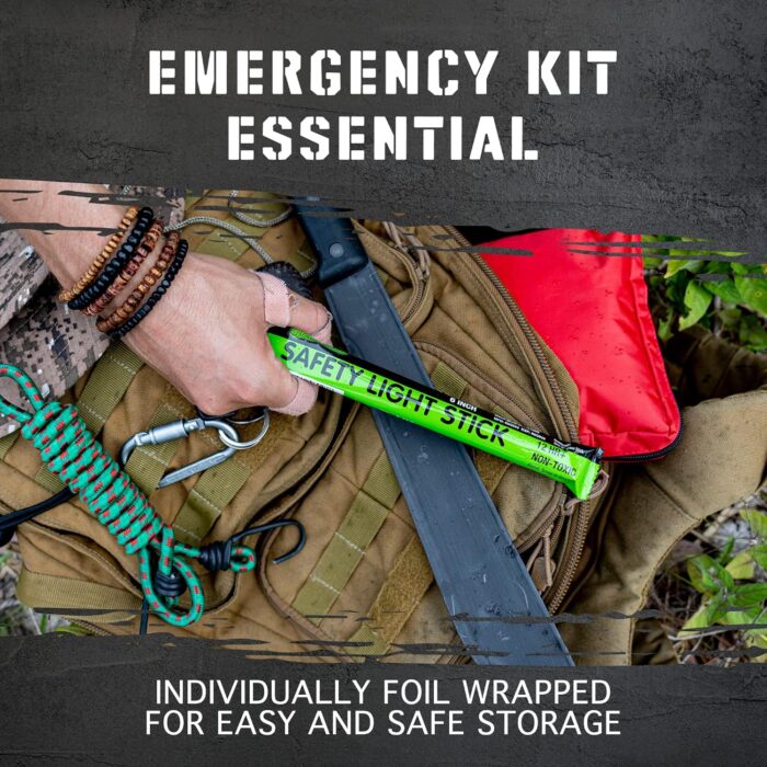 Emergency Glow Sticks with 12 Hours Duration, Individually Wrapped Industrial Grade Glowsticks for Survival Gear, Camping Lights, Power Outages and Military Use - Image 5