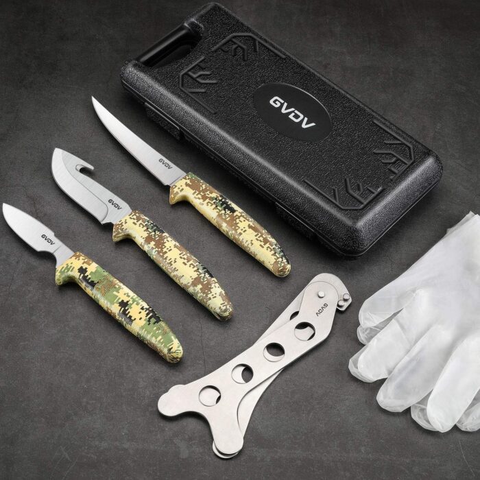 GVDV Hunting Knife Set - Deer Field Dressing Kit, Game Processor Set With Gut Hook Skinner, Spreader, Gloves - 6 Piece Butcher Gear for Men - Image 8