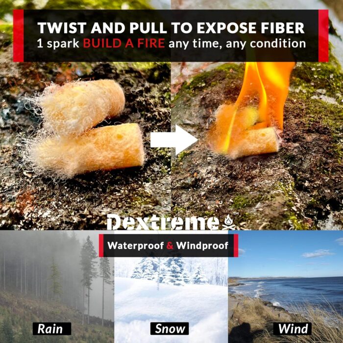 Dextreme Fire Plugs Waterproof Fire Starter for Campfires, Emergencies, Survival, Fire Pits, Grills | 5+ Minute Burn | All Natural | Made in North America - Image 2