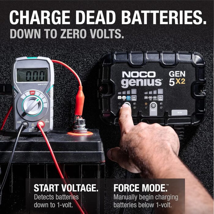 NOCO Genius GEN5X2, 2-Bank, 10A (5A/Bank) Smart Marine Battery Charger, 12V Waterproof Onboard Boat Charger, Battery Maintainer and Desulfator for AGM, Lithium (LiFePO4) and Deep-Cycle Batteries - Image 5