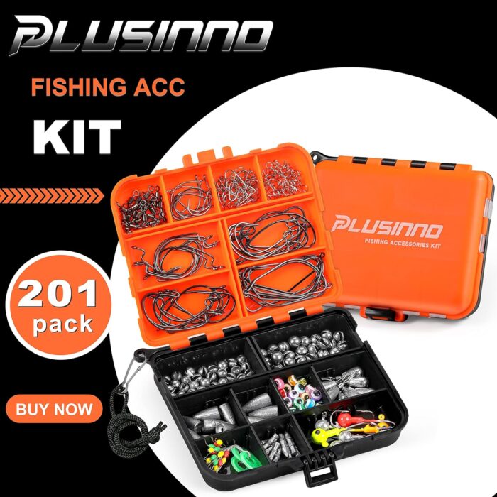 PLUSINNO 253/387pcs Fishing Gear Accessories Kit, Fishing Tackle Box with Tackle Included, Fishing Hooks, Fishing Weights Sinkers, Spinner Blade, Fishing Equipment for Bass Trout Bluegill Crappie - Image 2