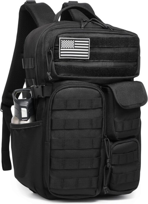 Wotony Tactical Backpack - Military waterproof backpack with multiple pockets and tactical gear for the outdoors (Black, 30L)