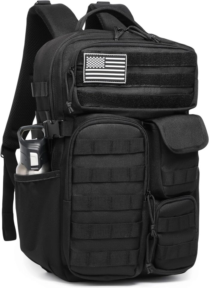 Wotony Tactical Backpack - Military waterproof backpack with multiple pockets and tactical gear for the outdoors (Black, 30L)