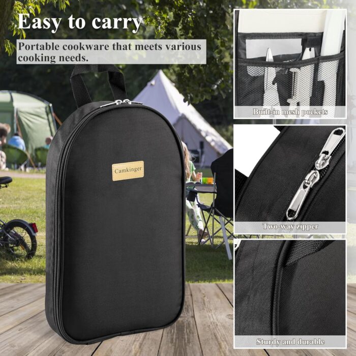 Camping Accessories Kitchen Cooking Utensils Set - Portable Outdoor Camp Cookware Set, Silicone Camper Essentials Gear Must Have Supplies for Travel RV BBQ Grill Picnic Hiking - Image 6