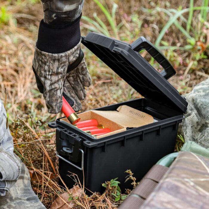 Sheffield 12629 Ammo Storage Box, Stackable .30 Cal Field Boxes, Water and Dust Resistant, Lockable Storage Box with Handle, Secures Hunting Gear, Supplies, and Bullets, Made in USA, Black, 1-Pack - Image 8