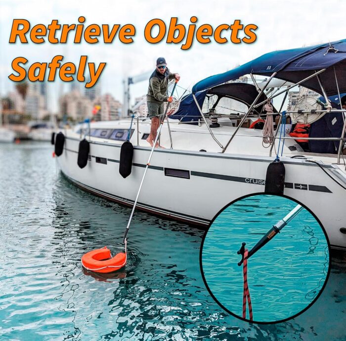 Boat Hook for Docking with Telescoping Extension Pole // Durable, Floating, Lightweight and Sturdy Telescoping Boat Hook Pole // the Ultimate Boat Pole for Docking, Push-Pull and Boating - Image 4