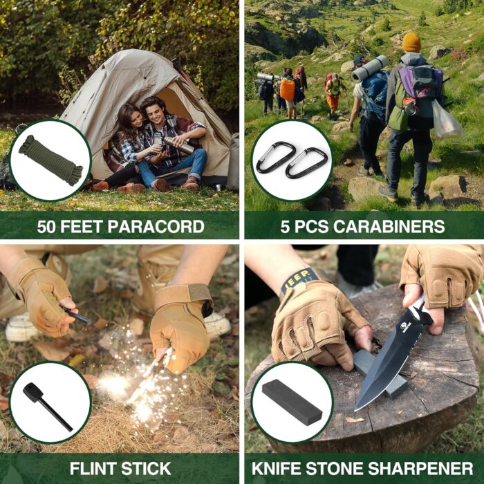 Mossy Oak Hatchet and Machete Knife Set with Sheath, One-Piece Axe & Hunting Knives with Paracord Handle, Zoomable Flashlight, Many Other Tools, Ideal Gift for Men Who Likes Hunting Outdoor Adventure - Image 8