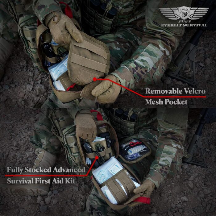 Everlit Survival Upgraded Survival First Aid Kit Emergency Gear Trauma Kit with 1000D Nylon Laser Cut Tactical EMT Pouch for Outdoor, Camping, Hunting, Hiking, Earthquake, Home, Office - Image 5