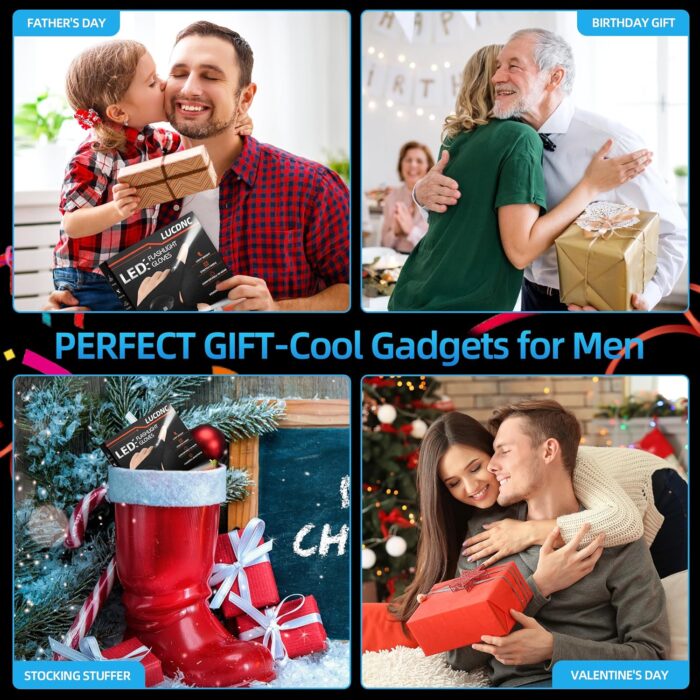 Gifts for Men Stocking Stuffers for Adults LED Flashlight Gloves Cool Gadgets Tools Outdoor Hands Free Flashlights for Fishing Repairing Camping Unique Men Birthday Christmas Gifts - Image 6
