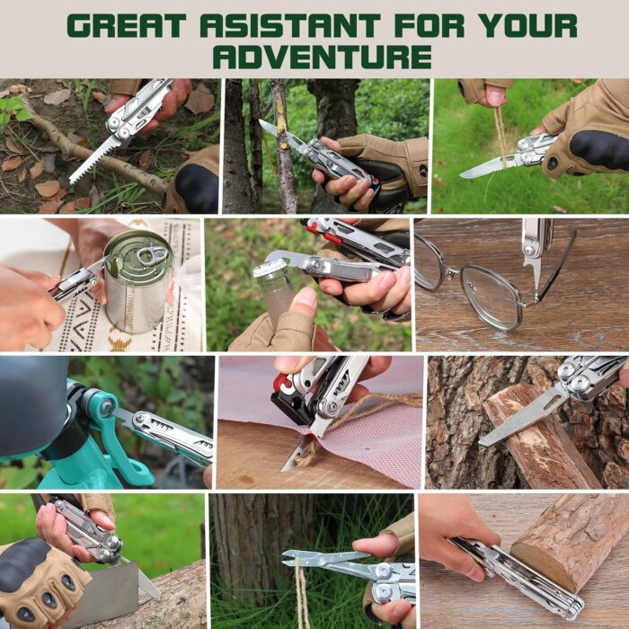 MOSSY OAK Multitool, 19-in-1 Stainless Steel Multi Tool Pliers, Self-locking EDC Gear with Sheath for Outdoor, Survival, Camping, Hiking, Father Day Gifts - Image 6