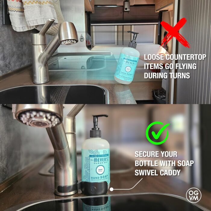 OpenGlass Van Mods - Soap Swivel Caddy - Van Accessories to Secure Soap, Compatible with Most RV Faucets & Soap Bottles, Easy Installation - Image 3
