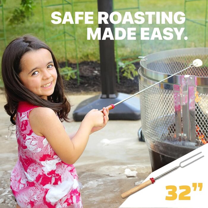 MalloMe Smores Sticks for Fire Pit Long - Marshmallow Roasting Sticks Smores Kit - Smore Skewers Hot Dog Fork Campfire Cooking Equipment, Camping Essentials S'mores Gear Outdoor Accessories 32" 5 Pack - Image 3