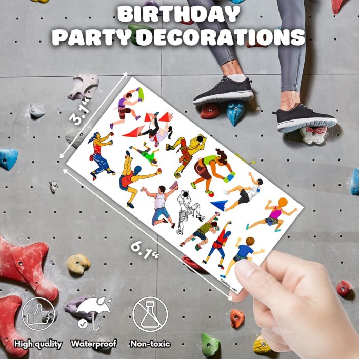 96PCS Rock Climbing Temporary Tattoos Birthday Party Decorations Favors Supplies Decor Outdoor Extreme Sports Mountain Climb Tattoo Gifts Stickers For Climbers Kids Boys Girls School Prizes Carnival - Image 4