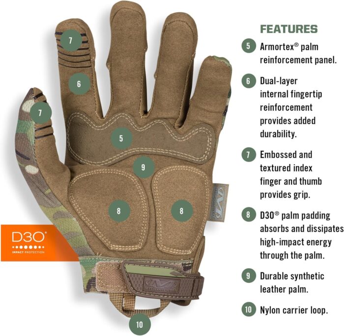 Mechanix Wear: M-Pact Tactical Gloves with Secure Fit, Touchscreen Capable Safety Gloves for Men, Work Gloves with Impact Protection and Vibration Absorption (Camouflage - MultiCam, Large) - Image 9