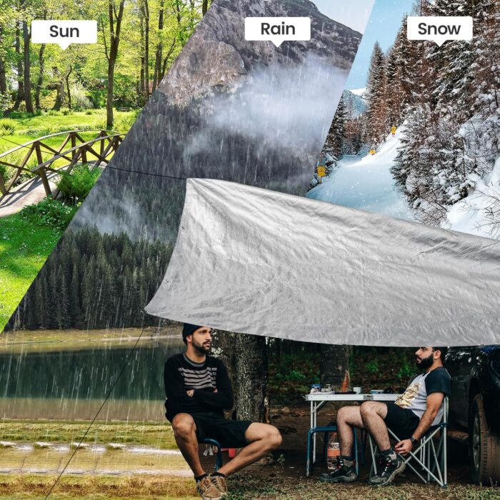 TICONN Heavy Duty Tarp Cover, Extra Thick Tarps Waterproof Tear and Rip Proof UV Resistant Tarpaulin with Reinforced Grommets and Edges (5.5 Mil, 6'x8') - Image 5
