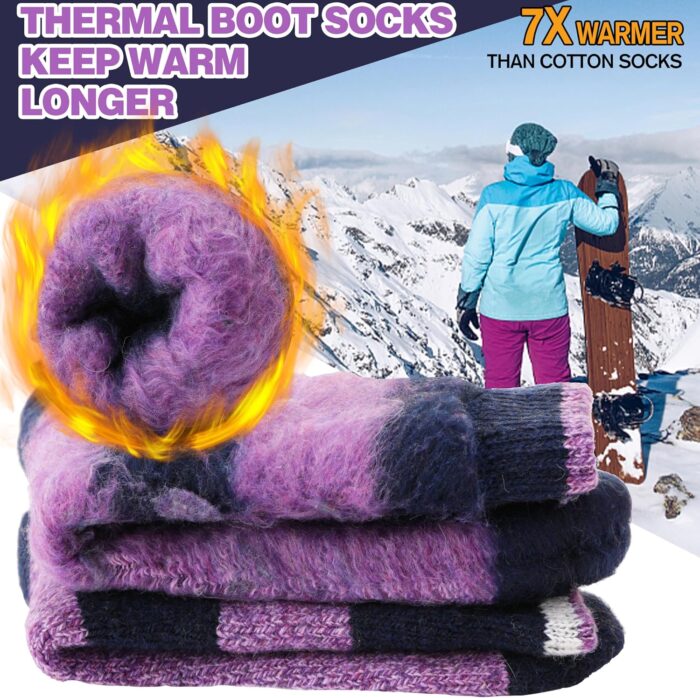 MOGGEI 3 Pairs Thermal Winter Socks for Women & Men Thick Extra Warm Insulated Ski Boot Socks for Cold Weather - Image 3
