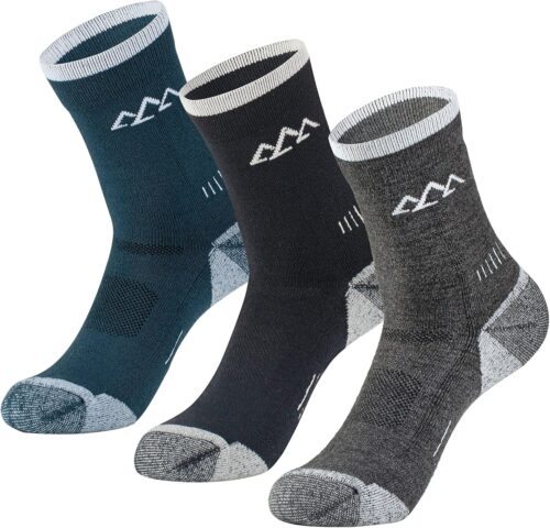 innotree 3 Pack Men's Merino Wool Hiking Socks, Micro Crew Cushioned Hiking Walking Thermal Moisture Wicking Trekking Socks