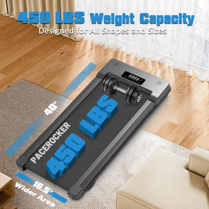 Walking Pad Treadmill with 12% 9-Level Auto Incline, 450 lbs Capacity Bluetooth Speaker Under Desk Treadmills for Home, 5MPH - Image 4