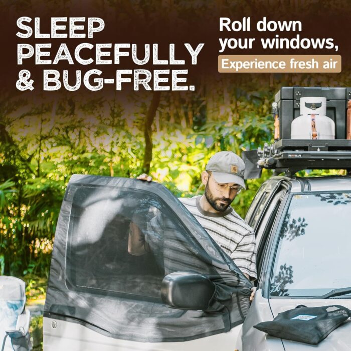 Living in a Bubble Magnetic Bug Screen for Front Doors (Pair), Universal Size for Sprinter, Metris, Ford Transit, and Other Vans & Cars - Car Living Essentials & Van Life Accessories - Image 2